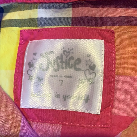 Justice Plaid Front Tie Shirt Size 7 - Picture 4 of 6